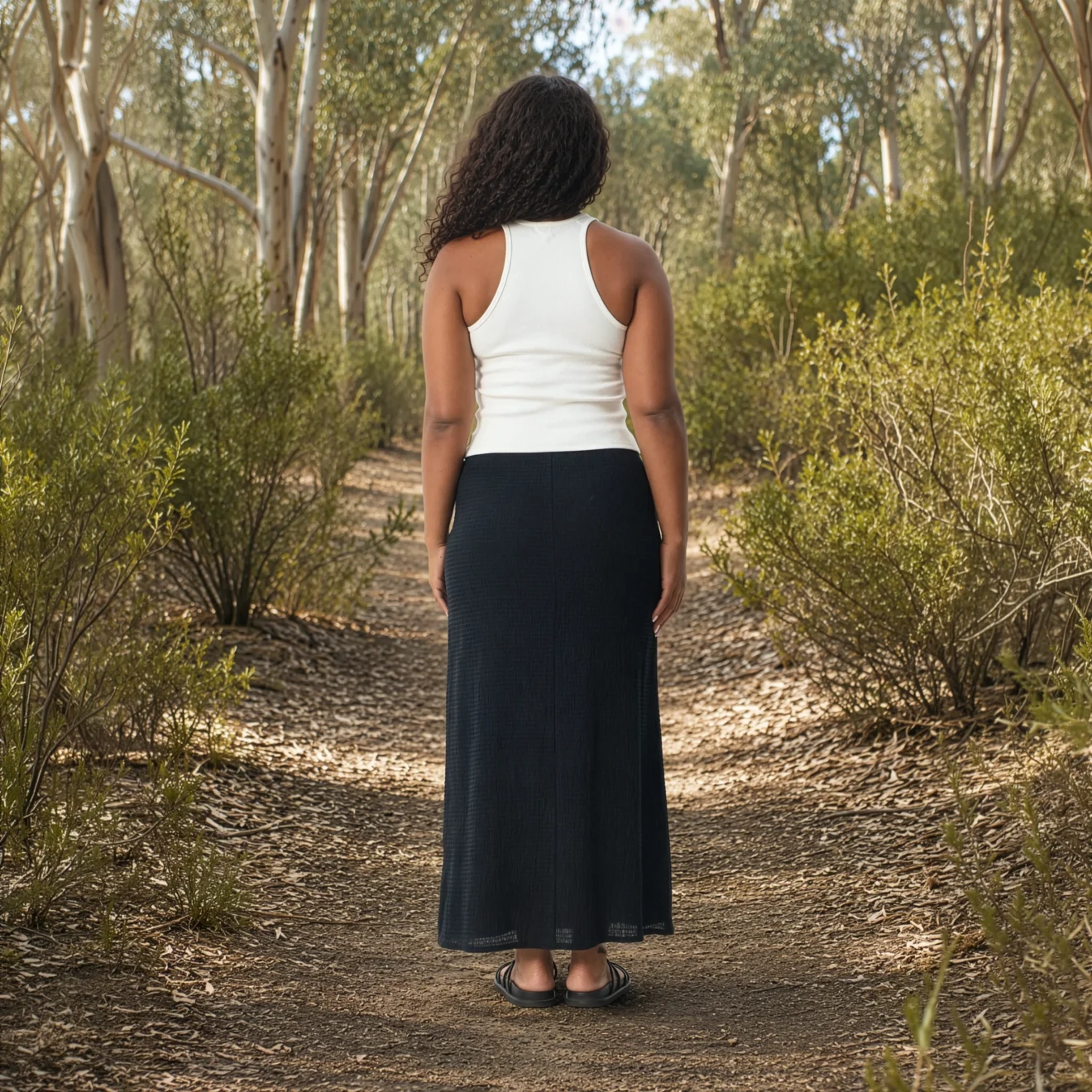 Afends - Focus Seersucker Maxi Skirt Black - Image 13