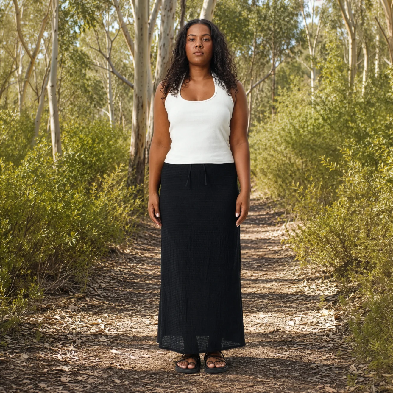 Afends - Focus Seersucker Maxi Skirt Black - Image 12