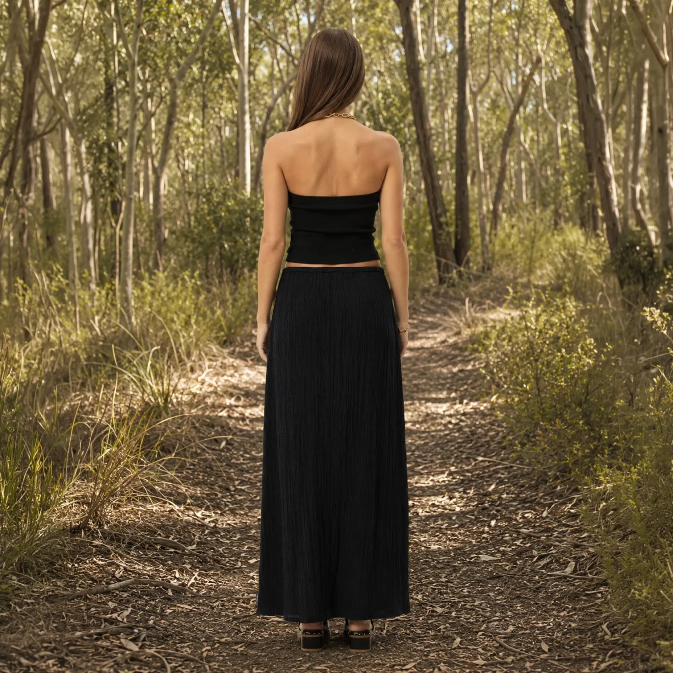 Afends - Focus Seersucker Maxi Skirt Black - Image 15