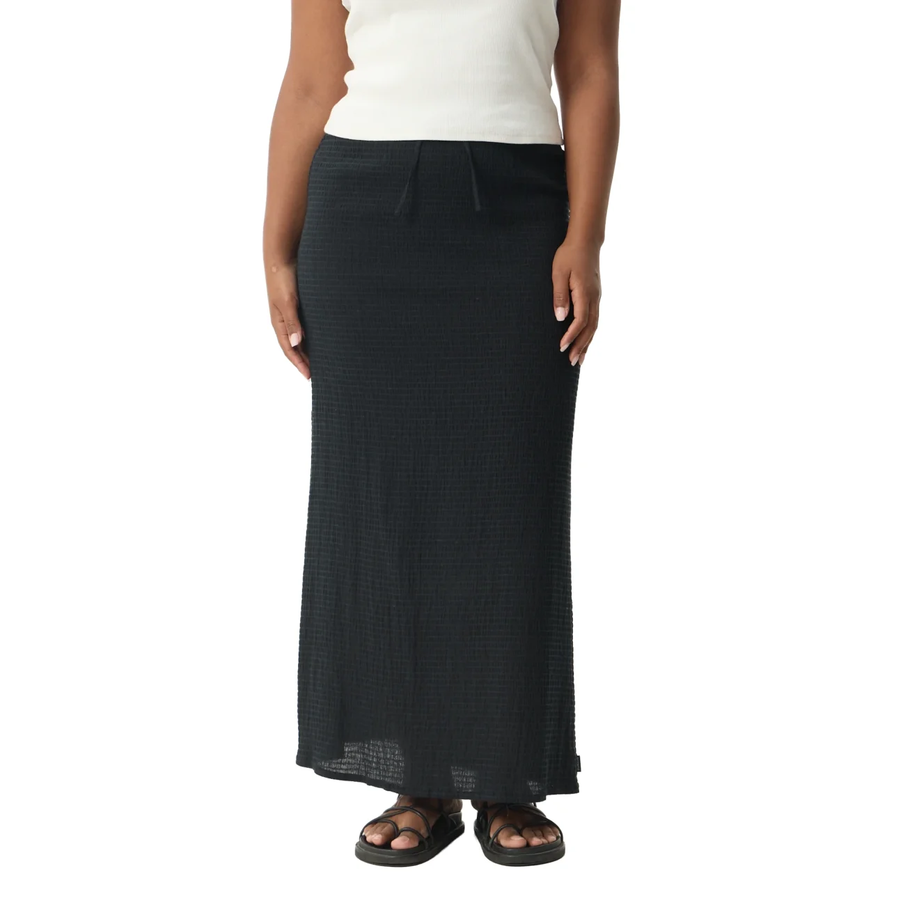 Afends - Focus Seersucker Maxi Skirt Black - Image 2