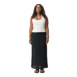 Afends Focus Hemp seersucker maxi skirt on clean white background front view