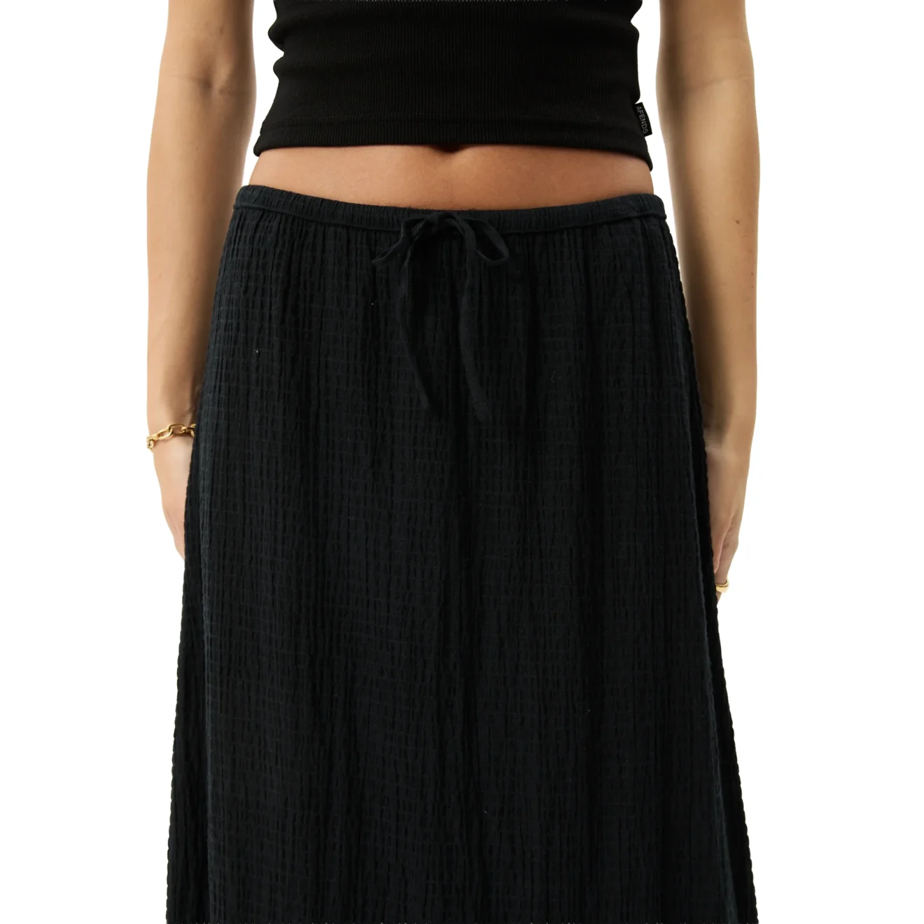 Afends - Focus Seersucker Maxi Skirt Black - Image 11