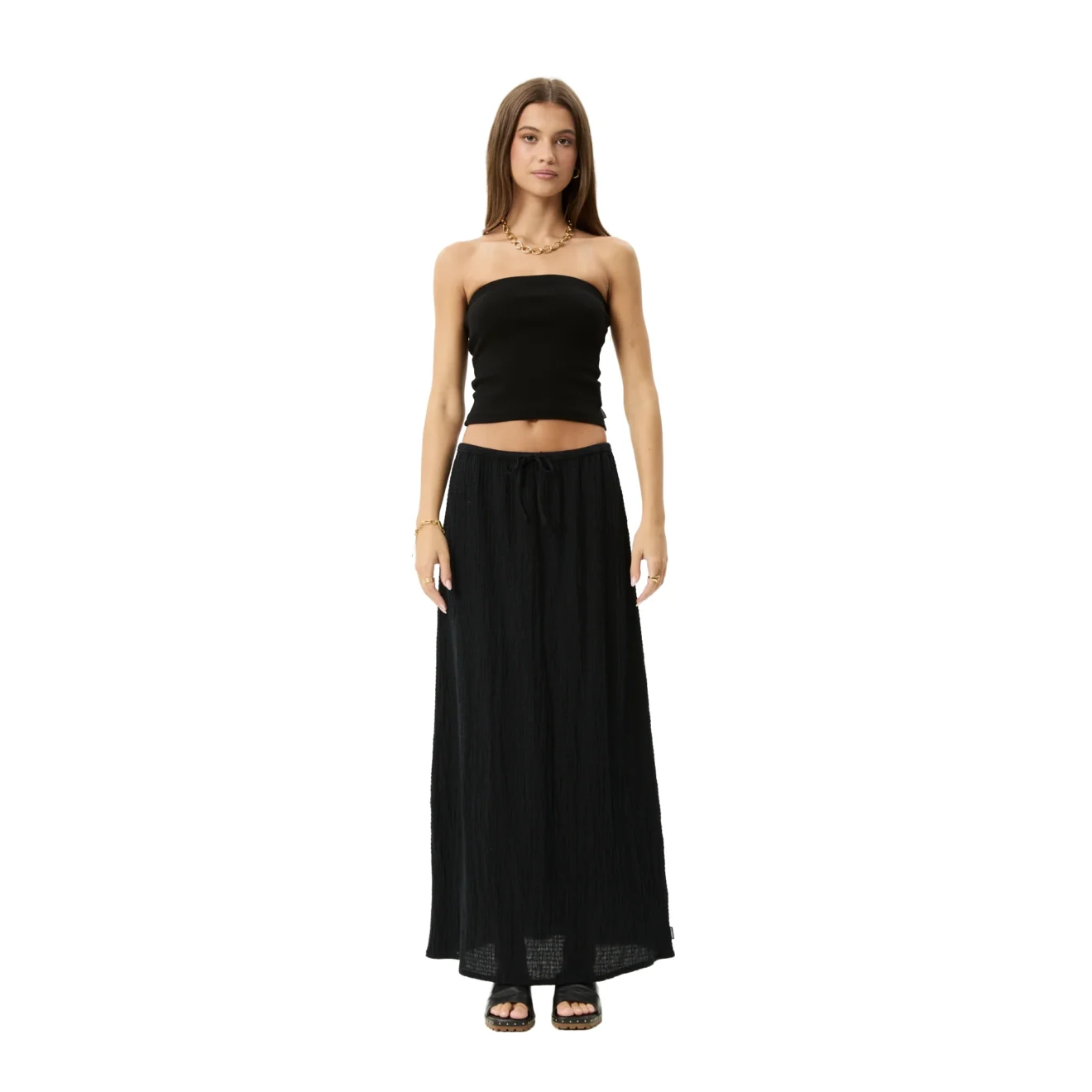 Afends - Focus Seersucker Maxi Skirt Black - Image 6