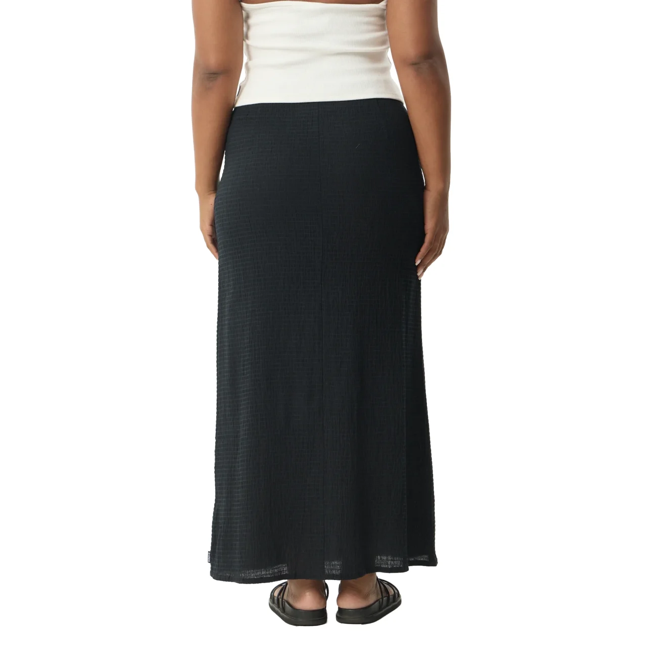Afends - Focus Seersucker Maxi Skirt Black - Image 5
