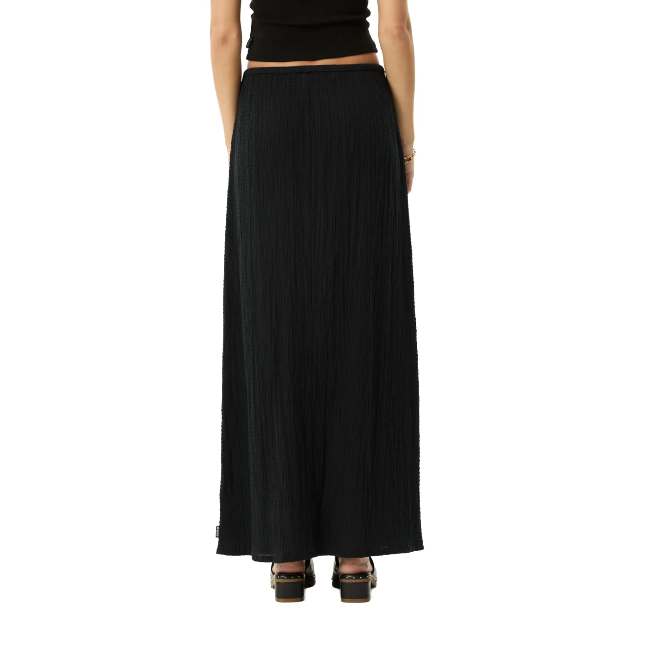 Afends - Focus Seersucker Maxi Skirt Black - Image 10