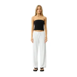 Afends Jones Hemp wide leg pants in White with relaxed natural fit