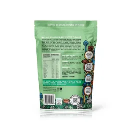 Back label of Botanika Blends mushroom mix coffee showing organic ingredients