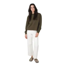 Women’s Hemp crew neck sweatshirt in Olive with premium non-toxic brushed fleece