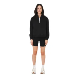 Hemp Clothing Australia - Womens Quarter Zip Jumper Black