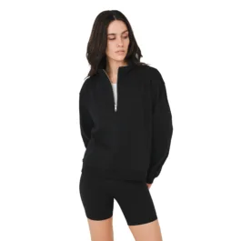Hemp Clothing Australia - Womens Quarter Zip Jumper Black