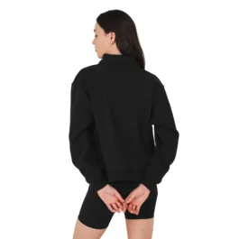 Hemp Clothing Australia - Womens Quarter Zip Jumper Black