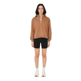 Hemp Clothing Australia - Womens Quarter Zip Jumper Toasted Coconut