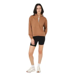 Front view of women’s Toasted Coconut Hemp quarter zip fleece sweatshirt