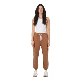 Women’s Hemp track pants in toasted coconut brushed fleece front product view