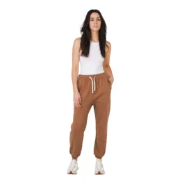 Women’s Hemp track pants in toasted coconut brushed fleece front product view
