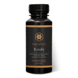 Front view of Superfeast Reishi Capsules natural mushroom wellness supplement