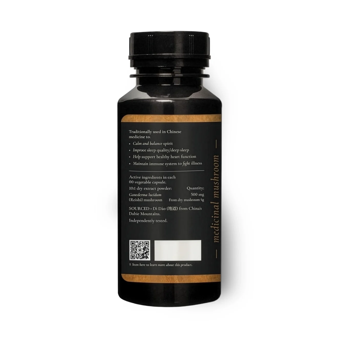 Back label of Superfeast full spectrum reishi sleep support supplement