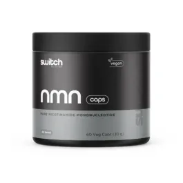 Switch Nutrition NMN capsules front view showing non-toxic energy support supplement bottle