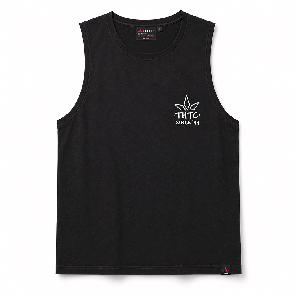 THTC - Mens Premium Hemp Tank Top Low Class Black