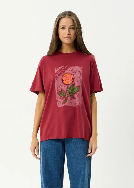 Afends - Single N Thorny Oversized Tee Burgundy