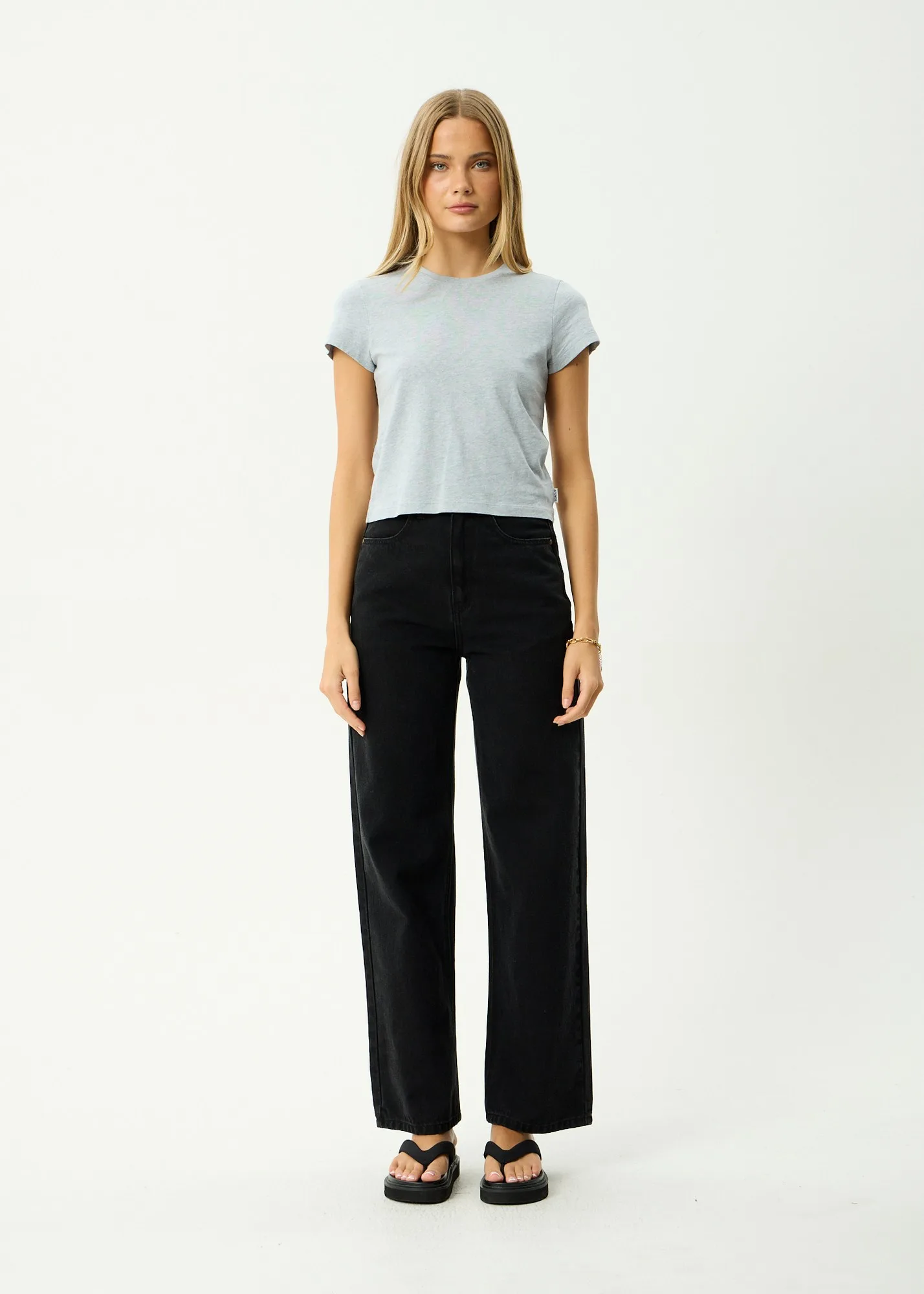 Afends - Carmen Baby Tee Shadow Grey Marle - Image 3