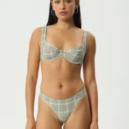 Afends Scout Bikini Top Olive Check