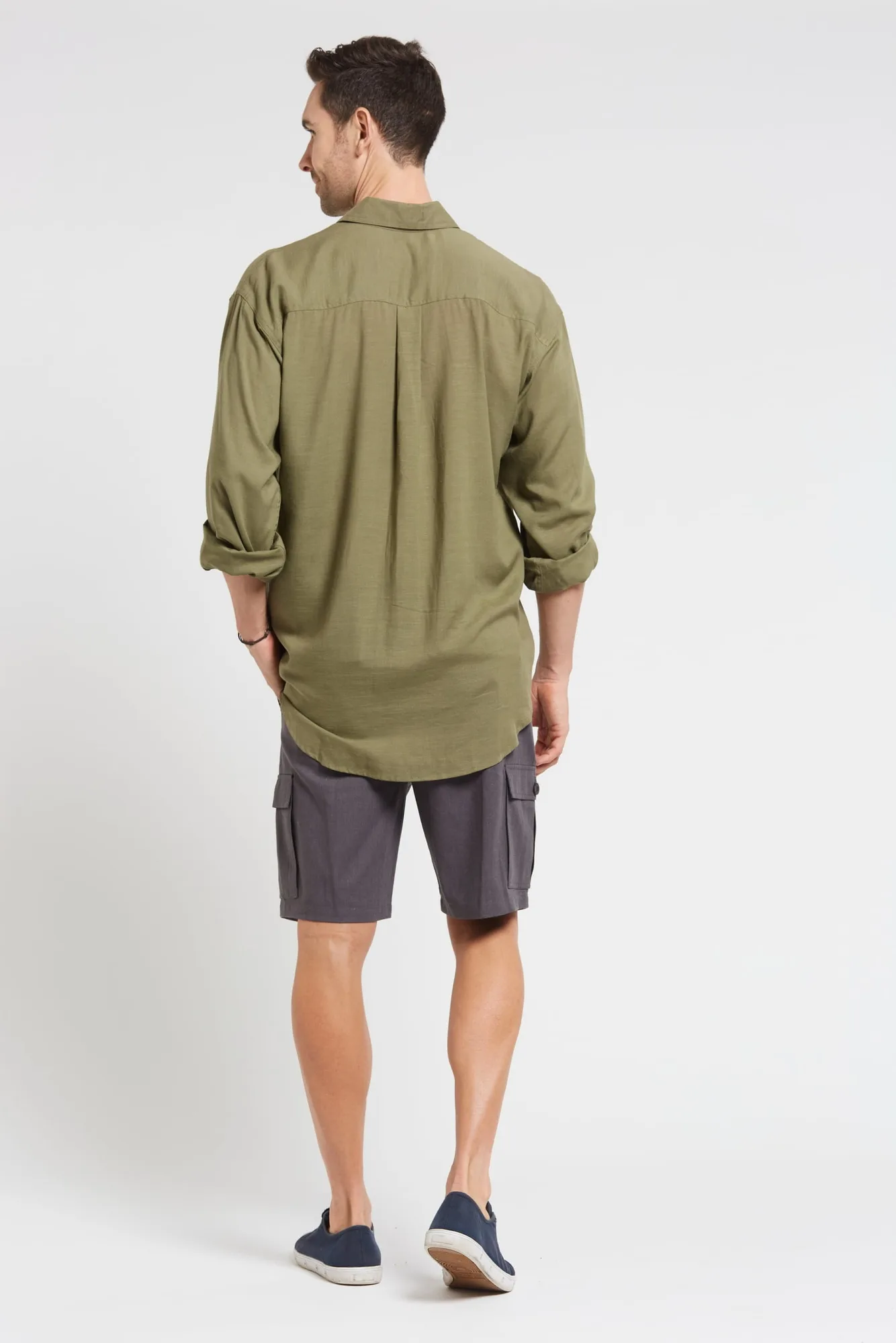 Braintree - Mens Hemp Rayon Long Sleeve Shirt Khaki - Image 2