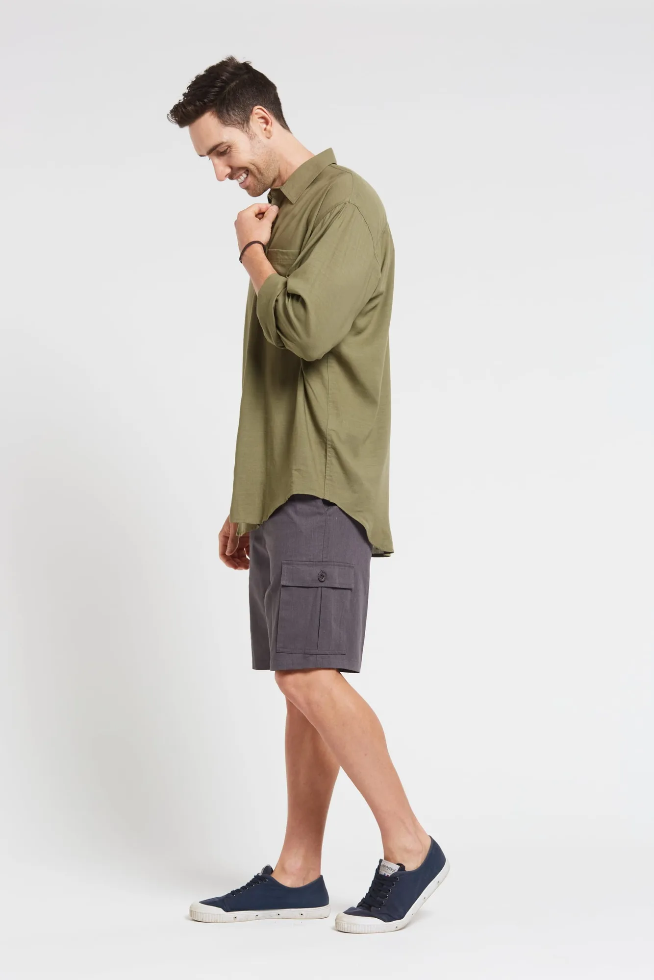 Braintree - Mens Hemp Rayon Long Sleeve Shirt Khaki - Image 3