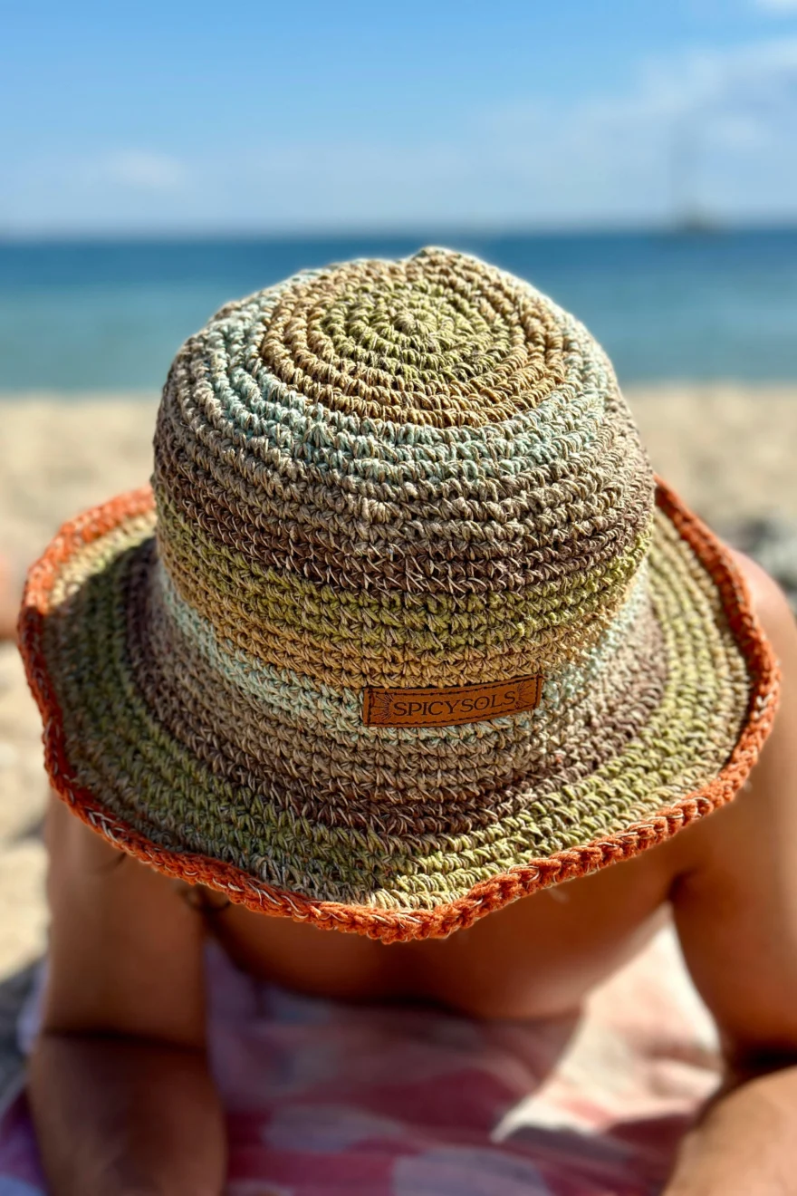 Spicysols - Crochet Hemp Hat Golden Hour
