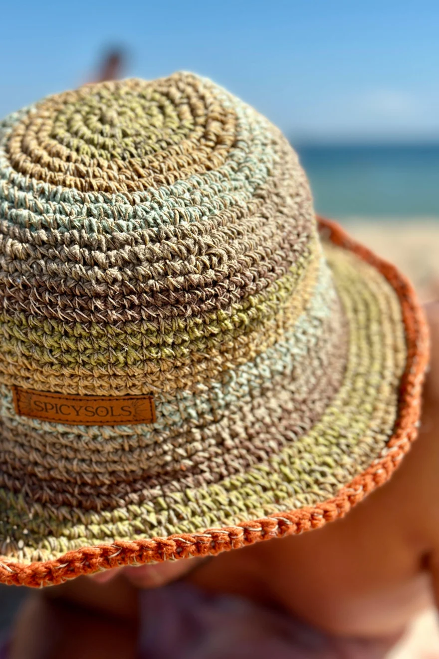 Spicysols - Crochet Hemp Hat Golden Hour