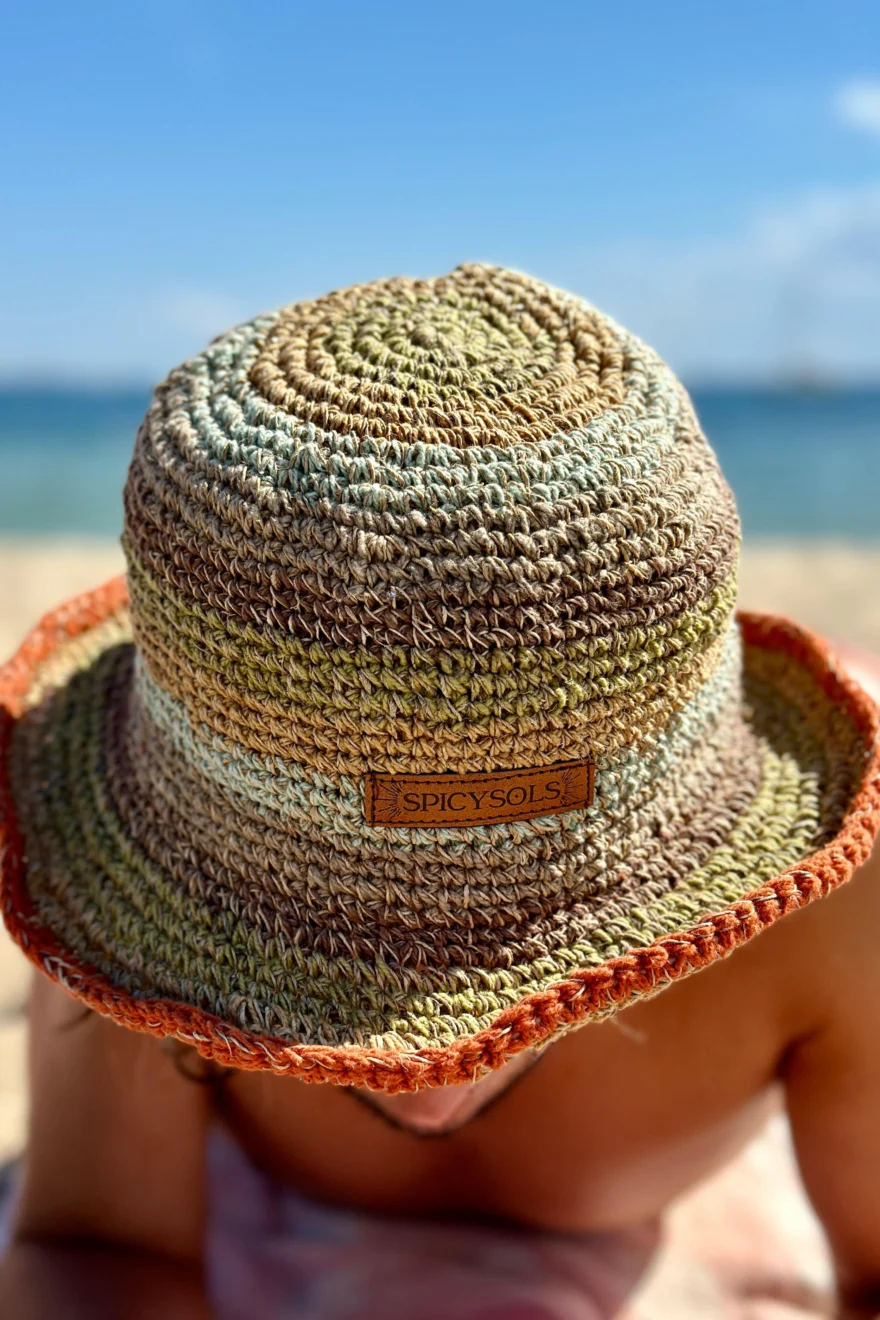 Spicysols - Crochet Hemp Hat Golden Hour