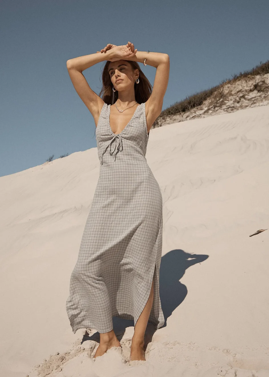 Afends Izzy Maxi Dress in Silver Birch