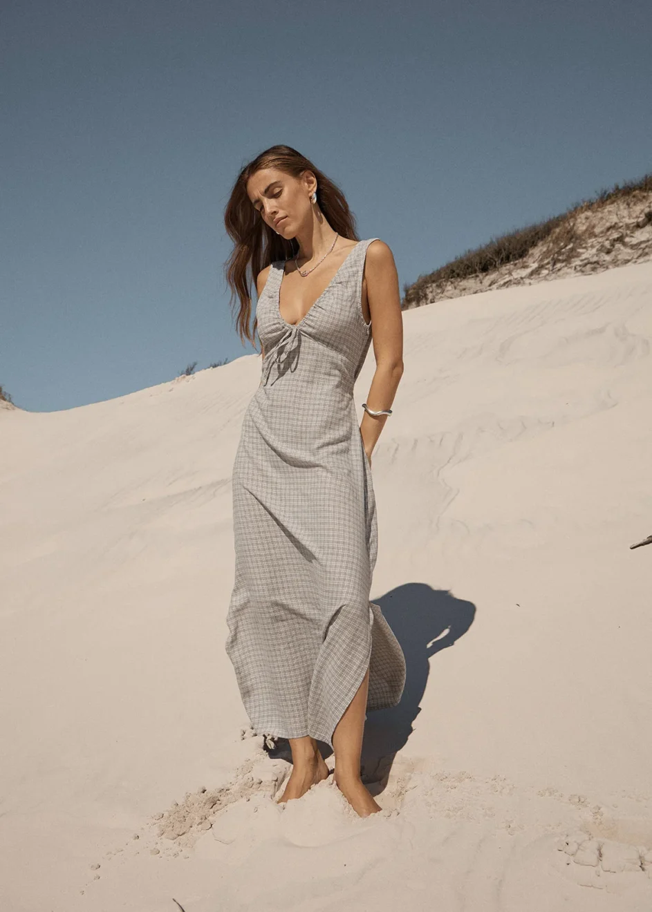 Afends Izzy Maxi Dress in Silver Birch