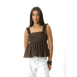 Afends Rue Hemp Top in Coffee