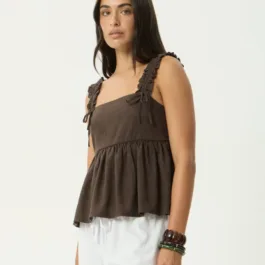 Afends Rue Hemp Top in Coffee