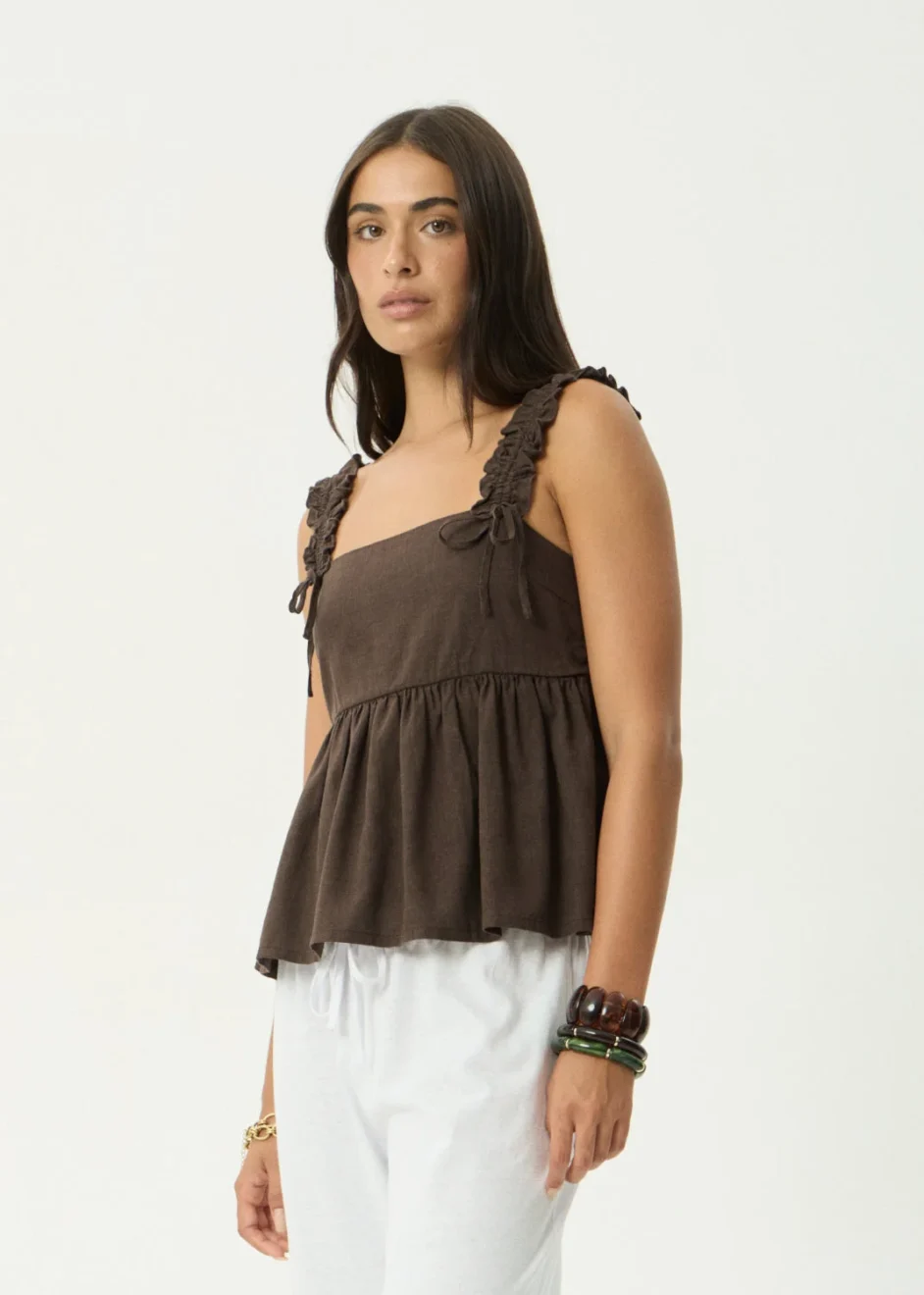 Afends Rue Hemp Top in Coffee