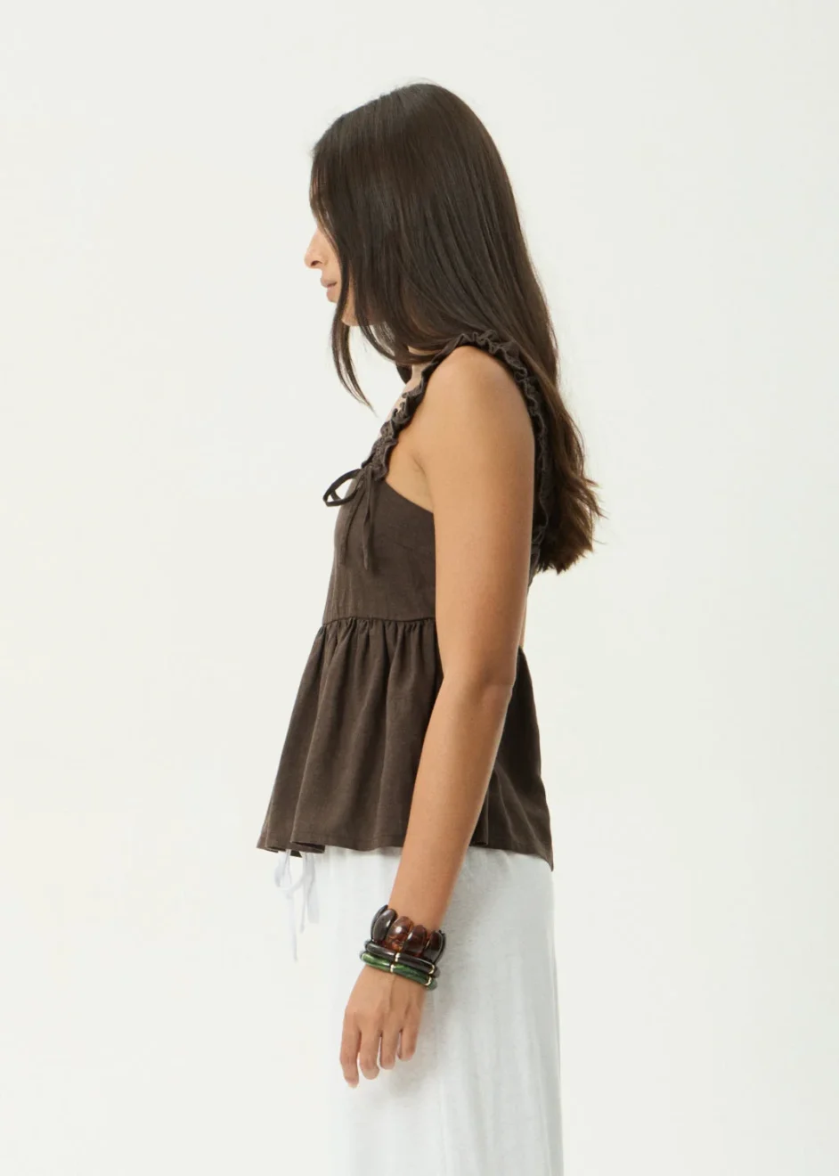 Afends Rue Hemp Top in Coffee