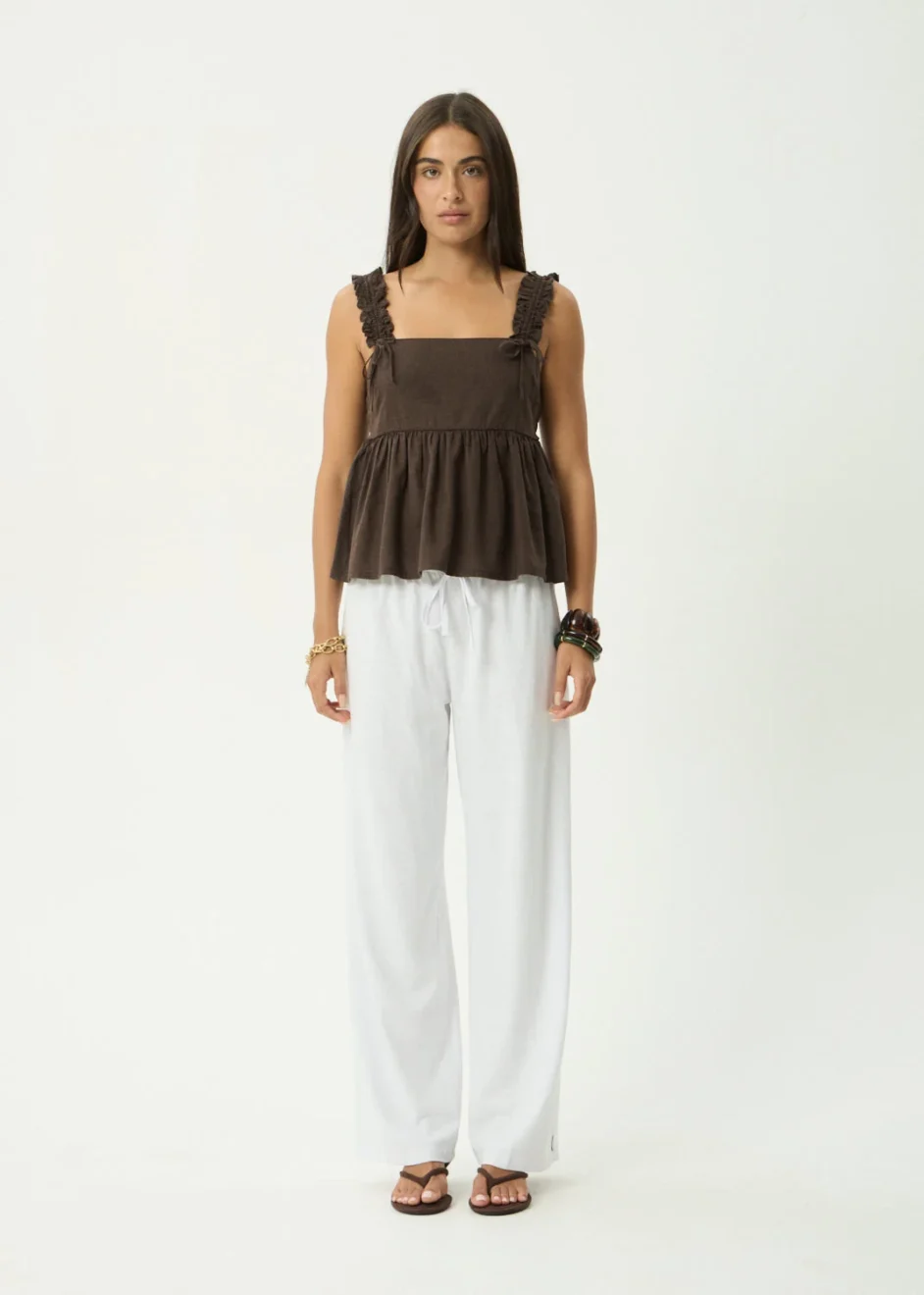 Afends Rue Hemp Top in Coffee