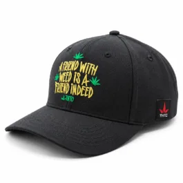 THTC - A Friend With Weed Embroidered Organic Hemp Cap Black