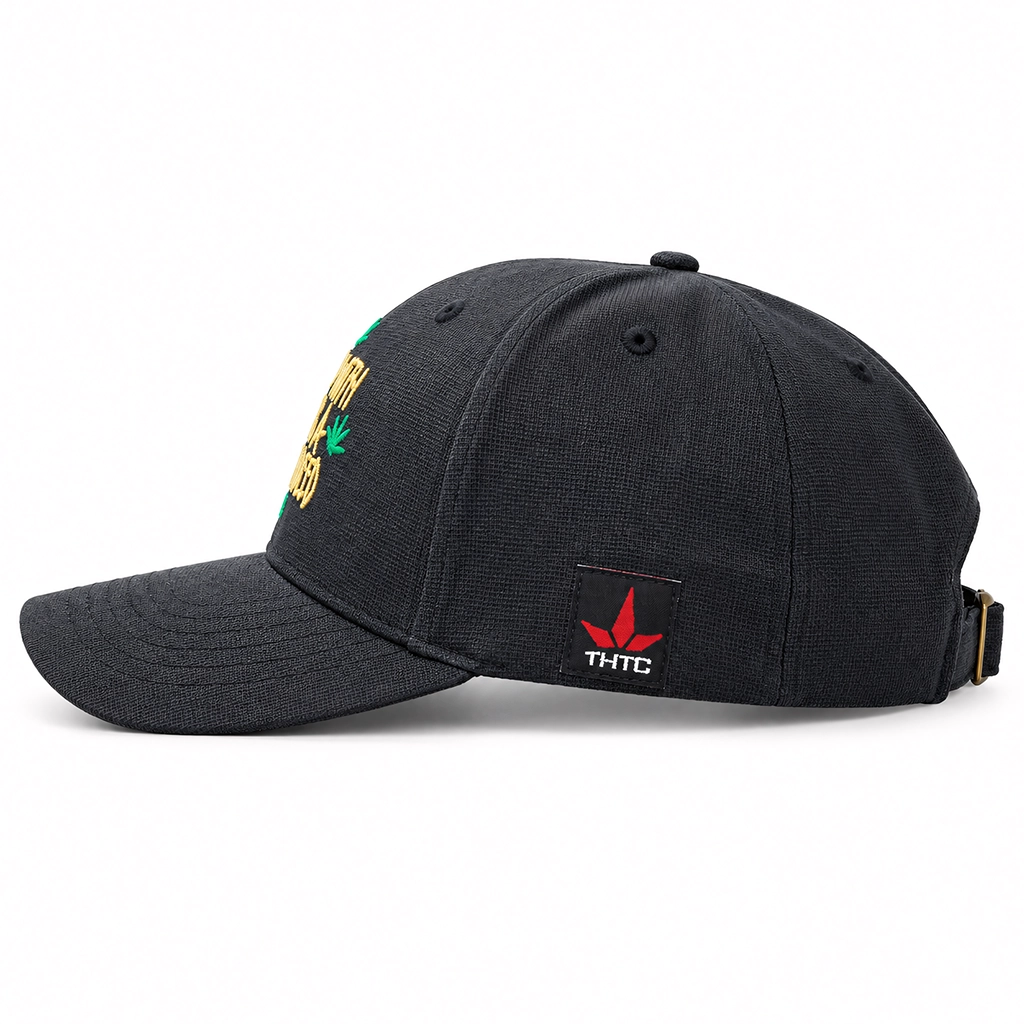 THTC - A Friend With Weed Embroidered Organic Hemp Cap Black - Image 2