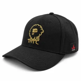 THTC - Gold Lion Embroidered Organic Hemp Cap Black