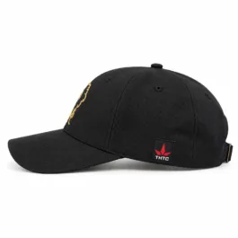 THTC - Gold Lion Embroidered Organic Hemp Cap Black