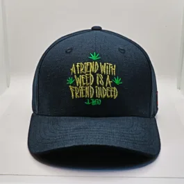 THTC - A Friend With Weed Embroidered Organic Hemp Cap Black