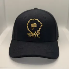 THTC - Gold Lion Embroidered Organic Hemp Cap Black
