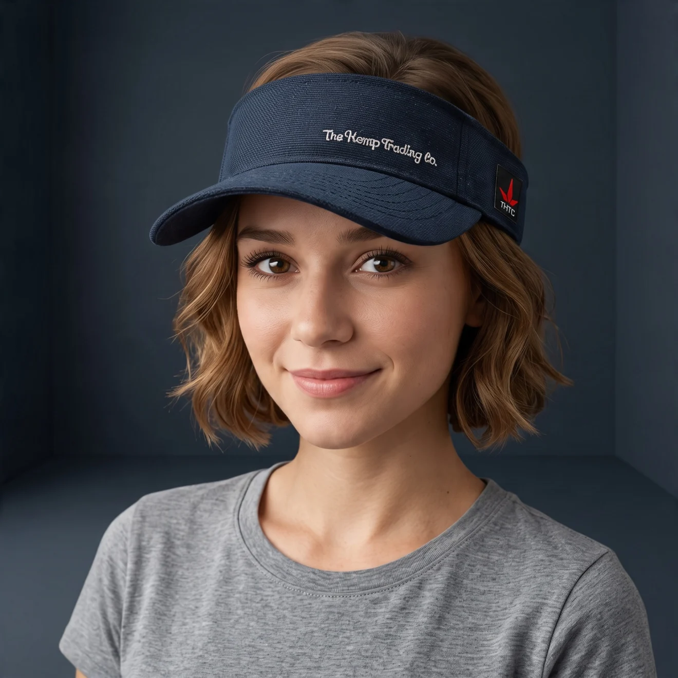 THTC - The Hemp Trading Co Embroidered Organic Hemp Visor Black - Image 2