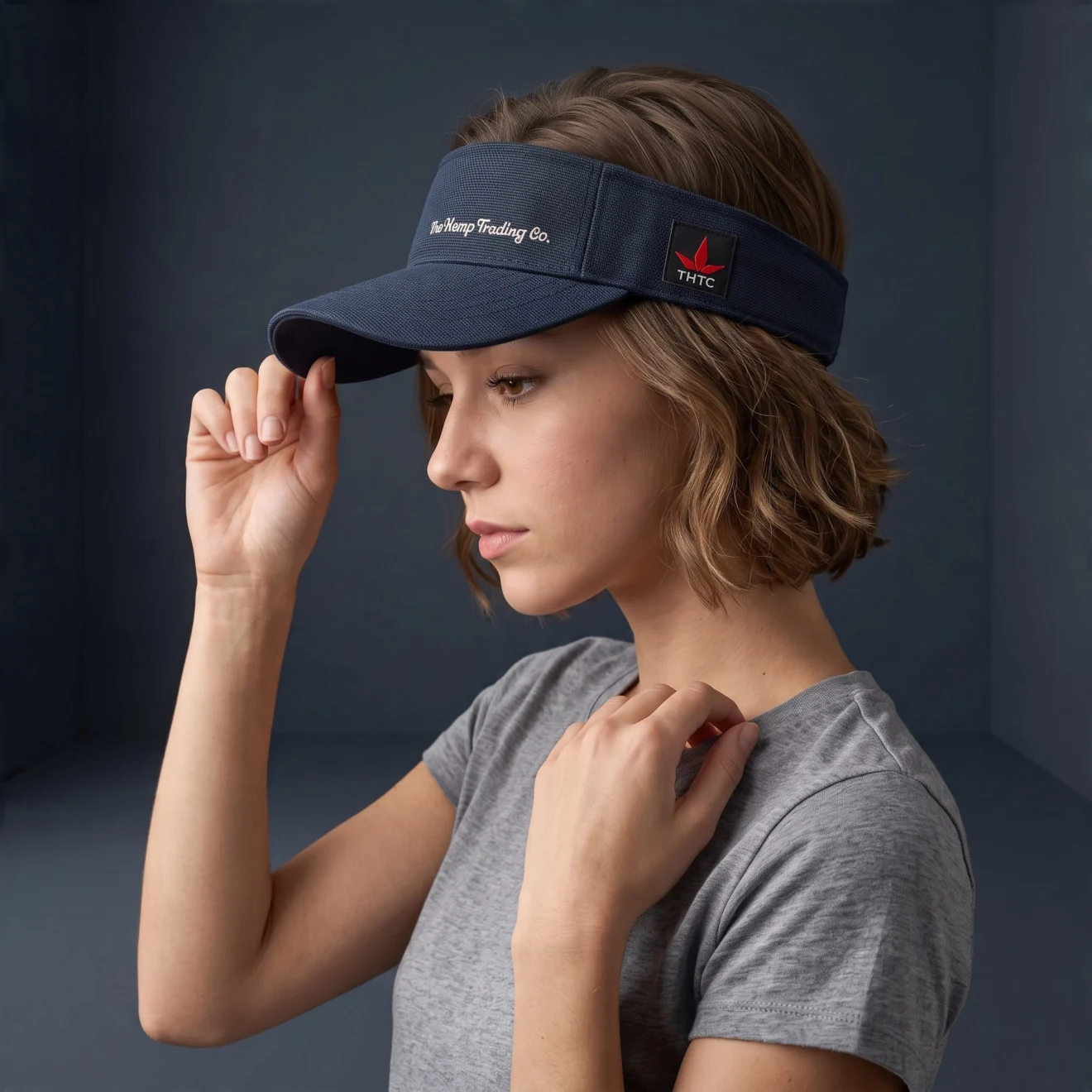 THTC - The Hemp Trading Co Embroidered Organic Hemp Visor Black - Image 4