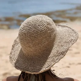Spicysols - Crochet Wide Brim Hemp Hat Beige