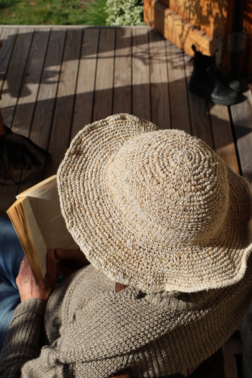 Spicysols - Crochet Wide Brim Hemp Hat Beige