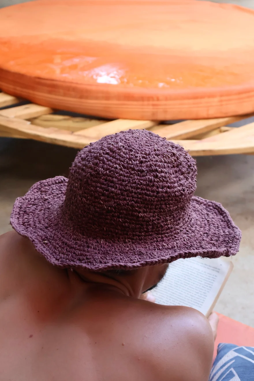 Spicysols - Crochet Wide Brim Hemp Hat Brown