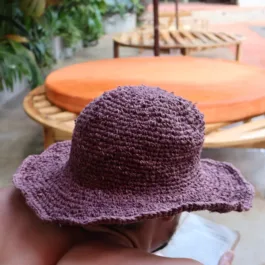 Spicysols - Crochet Wide Brim Hemp Hat Brown